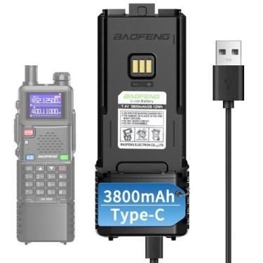 Imagem de Bateria recarregável 3800mAh com USB-C para Baofeng AR-5RM