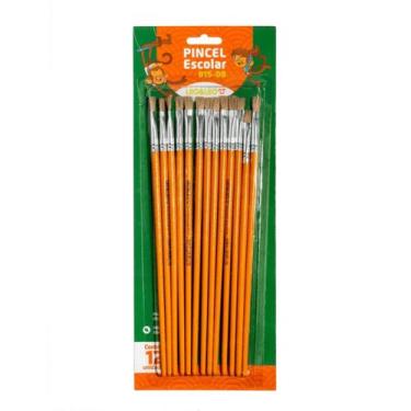 Imagem de Pincel Escolar Chato Cabo Longo 08 Pct 12 unidades LeoLeo - Léo&Léo
