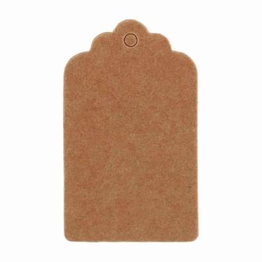 Imagem de 5x3cm Kraft Paper Tags Gift Birthday Birthday Scallop Rótulo em branco Card 100x