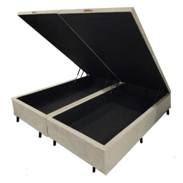 Imagem de Cama Box Baú Casal 138x188cm, Base Bipartida Reforçada, material sinté
