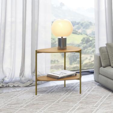 Imagem de Mesa de Canto em MDF Orgânica TB629 60cm em MDF Pés Metálicos Gold Freijó Dalla Costa