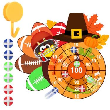 Imagem de Seenelling Thanksgiving Festival Games Large 27.5 x 31.5in Dart Board Games with 6 Sticky Balls Dart Board Party Throwing Indoor Outdoor Yard Carnival Toss (Turkey Top Hat)