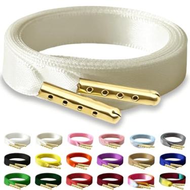 Imagem de RSAJHTRY Cadarços de sapato de fita de cetim, 2 pares de cadarços de seda planos de 10 mm de largura para tênis femininos, 03 Off White, 31.5 inch (80CM)