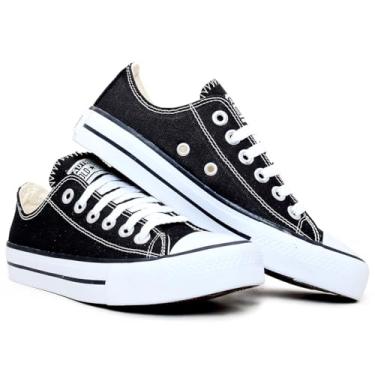 Imagem de Tenis Casual Feminino Masculino All Kalum Star Vulcanizado Confortavel Sola Reta (PRETO, BR, Adulto, Numérico, 37)