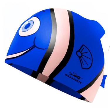 Imagem de Touca De Natação Gold Sports Kids Fashion Fish De Silicone-Unissex