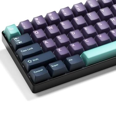 Imagem de XVX teclas azuis, conjunto de teclas Doubleshot PBT Cherry Profile, teclas de teclado de 142 teclas, compatibilidade universal com 60%, 65%, 75%, 100% teclado mecânico