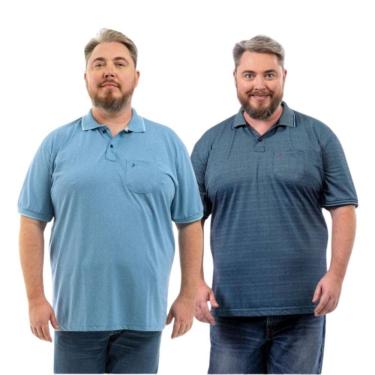 Imagem de Kit 2 Camisa Polo Masculina Plus Size Pique com Bolso Casual