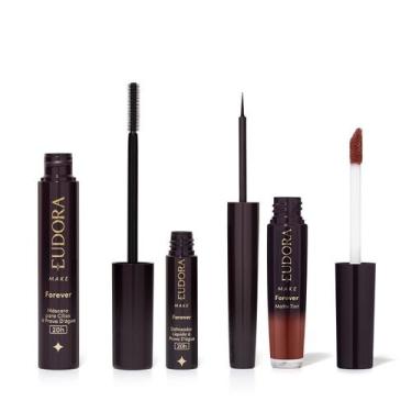Imagem de Combo Eudora Make: Máscara Cílios Forever 8g + Delineador Líquido Fore