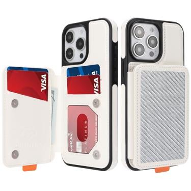 Imagem de GUERNICA Capa carteira para iPhone 13 Pro (6,1 polegadas) com suporte para cartão, bloqueio de RFID para mulheres e homens, capa de telefone à prova de choque com suporte para Apple 13 Pro, A - Prata