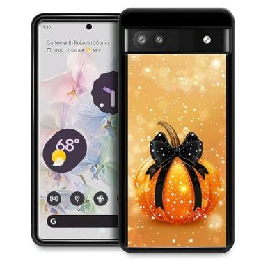 Imagem de XUANWENPA Capa para Google Pixel 6A, o design preto é brilhante, antiqueda e à prova de poeira, Bow Pumpkin.
