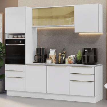 Imagem de Armário de Cozinha Completa 240cm Branco Veludo Lux Madesa 08