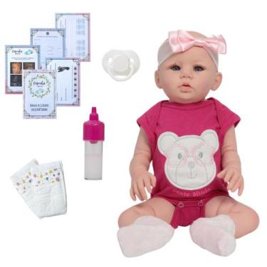 Imagem de Bebê Reborn Realista Careca Olhos Azuis Com Kit 13 Itens - Cegonha Reb