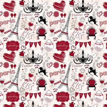 Imagem de Papel De Parede Paris França Vermelho Coração Autocolante - LRP