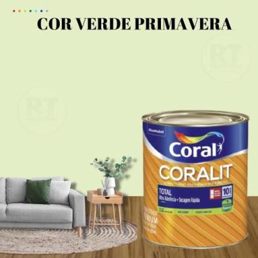 Imagem de Esmalte Sintético Base Água Coral Coralit 800ml Tinta Cor Verde Acetin