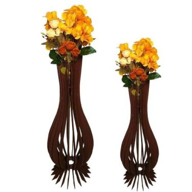 Imagem de Vaso de Chão Decorativo Grande ANA MARIA MDF - LENOBRE, Preto, Kit com