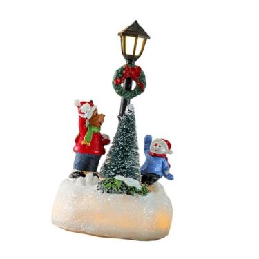 Imagem de oshhni Estatueta de poste de luz com cena de vila natalina, enfeite de natal, coleção de natal, resina decorativa, Style C