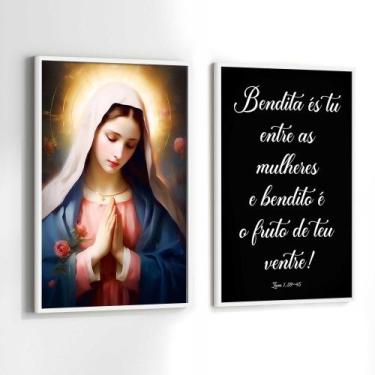Imagem de Conjunto Quadros Decorativos com Moldura Maria Nossa Senhora Salmo Rel