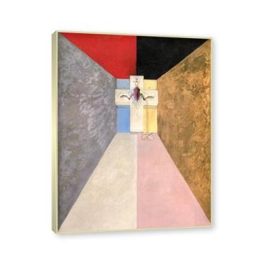 Imagem de Moldura de champanhe. Pôster Hilma Af Klint (A pomba, nº 06), reproduções de pinturas famosas, imagem de arte abstrata para sala de estar quarto decoração de casa. 40 x 50 cm - 15,8 x 19,7 pol