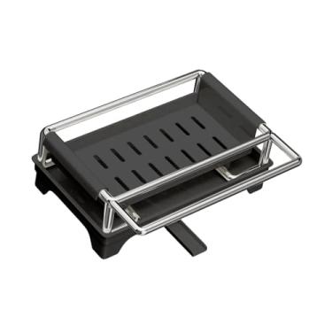 Imagem de IEUDNS Suporte de esponja para pia de cozinha em aço inoxidável, decoração para casa, dispensador de sabão removível, organizador de panos de prato com, Cinza Escuro