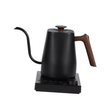 Imagem de IEUDNS Chaleira elétrica tipo pescoço de ganso, aquecimento rápido, caldeira de água quente portátil, resistente e prática, controle de temperatura de 0,8 L, Grão de Madeira Preta