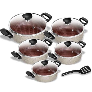 Imagem de Conjunto De Panelas Antiaderente Vanilla Spesso Caçarola 5 Peças Patolux