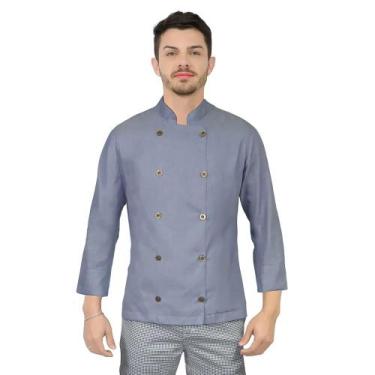 Imagem de Dolmã Chefe de Cozinha Masculino Jeans Jaleco Chef de Cozinha - DEMORG