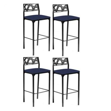 Imagem de Kit 4 Banquetas Luiza Azul Marinho - GAT MAGAZINE
