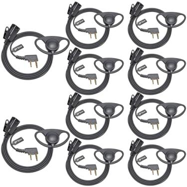 Imagem de HYS Fone de ouvido de 1 fio com microfone e PTT para Walkie Talkie Baofeng BF-F8HP BF-F9 UV-82 UV-82HP UV-82C UV-5R UV-5R5 UV-5RA UV-5RE UV-5X3 e Kenwood NX TK Series 2 pinos, gancho de orelha em