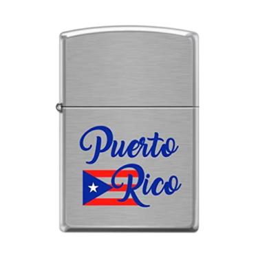 Imagem de Zippo Isqueiro - Isqueiro à prova de vento cromado escovado bandeira de Porto Rico #Z5280