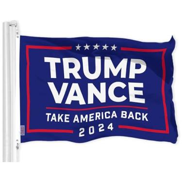 Imagem de G128 Bandeira azul Trump Vance 2024 Eleição Take America Back | 9,5 x 1,5 m | LiteWeave Pro Series Impresso Poliéster 150D | Bandeira eleitoral, interior/exterior
