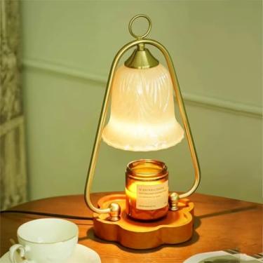 Imagem de LIYAOLI Lâmpada de aquecedor de velas de flores com temporizador e 2 lâmpadas – derretidor elétrico de cera para velas perfumadas, decoração de casa moderna ajustável, presentes de inauguração de casa