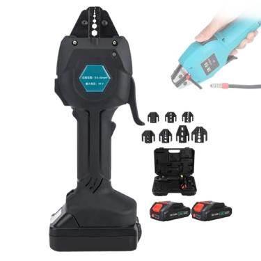 Imagem de CNAOHGHN Alicate De Crimpagem De Terminais De Cabo EléTrico De 18 V E 3,0 Ah Com 7 Moldes, Inclui Caixa De Armazenamento + 1/2 Pilhas,0,5-50 Mm², ForçA MáXima De Crimpagem De 16 Kn