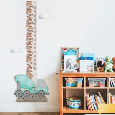 Imagem de Adesivo Régua de Parede Infantil Construção 01 Caminhão Betoneira Medidor de Altura Quarto Menino