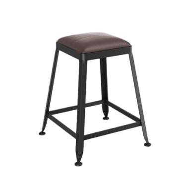 Imagem de Banco de bar de pub Banco alto de ferro sem encosto pequeno, banco couro para restaurante, 45 cm