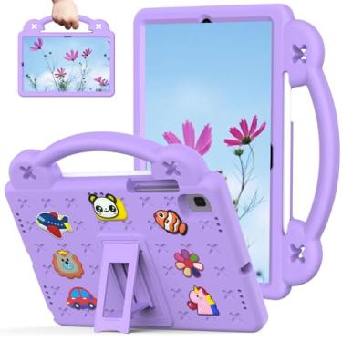 Imagem de Sfulatdc Capa infantil para tablet com suporte integrado e alça à prova de choque, bonita, leve, compatível com Samsung Galaxy Tab S6 Lite 10,4 polegadas, roxa