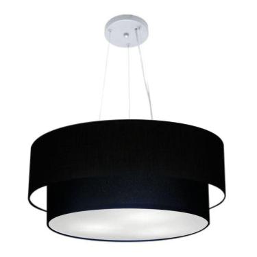 Imagem de Lustre Pendente Duplo Cilíndrico Vivare Md-4073 Cúpula Em Tecido 80x60cm - Bivolt Preto 127/220v