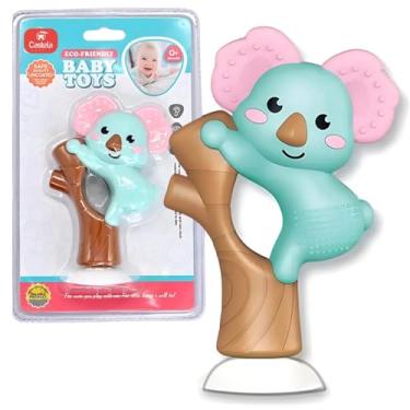 Imagem de Chocalho Infantil Animal Coala Mordedor Ventosa Bebe Livre BPA Castela