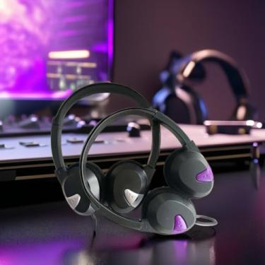 Imagem de Getgold Fones de ouvido com fio para estudantes, conector de 3,5 mm, cabo de 1,8 m, na orelha, ajustável, preto (pacote com 2)