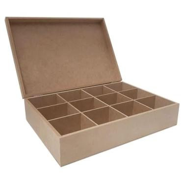 Imagem de Caixa Com Dobradica Multiuso Com Divisorias 32X23X8 Mdf Madeira Marpax
