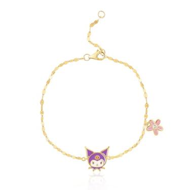 Imagem de Hello Kitty Pulseira feminina Sanrio e Frieends 16,5 cm + 2,5 cm licença oficial, pulseira banhada a ouro, 7.5, Prata esterlina, Zircônia cúbica