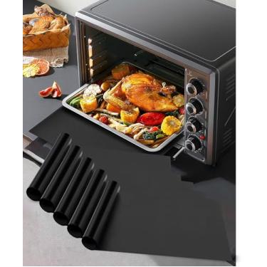 Imagem de Pacote com 5 forros de forno para parte inferior do forno, tapete de forno antiaderente grande resistente de 43 x 63 cm para fornos elétricos, a gás, torradeira e convecção - livre de BPA e PFOA, pode