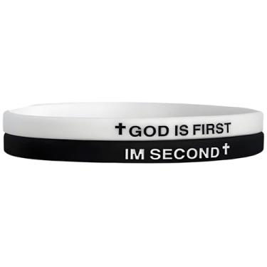 Imagem de DIOWUS GOD IS FIRST BRACELET, IM Second Christian Rubber Inspirational Bible Verses Bracelets Motivational Jewelry Gifts for Men Women, Adjustable, Borracha, Sem Pedra Preciosa