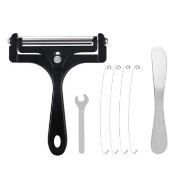 Imagem de 7 Kit Fatiador Queijo, Aço Inoxidável Ajustável Cortador de Arame com 4 Fios Substituição Faca Manteiga e Chave Inglesa Utensílio Cozinha Essencial para Queijo Manteiga Mozzarella e Cheddar