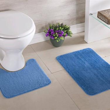 Imagem de Tapete Microsoft Kit 2 Peças Unico/Azul