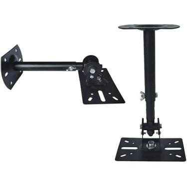 Imagem de Yuarisx Suporte de parede de teto para alto-falante com inclinação giratória ajustável, suporta até 30 kg, braço telescópico retrátil para sistema de som surround residencial alto-falantes satélite (2