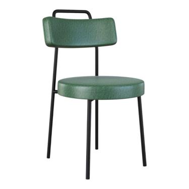 Imagem de Cadeira Sala de Jantar Kobe Estofada com Encosto Couríssimo Verde - Abmaza