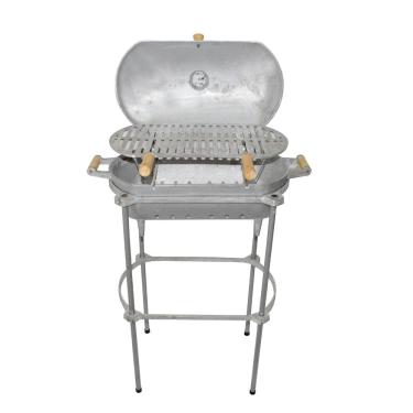 Imagem de Churrasqueira Alumínio Fundido a Bafo Prata Pé e Suporte