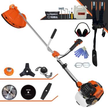 Imagem de Aparador de Grama Terra GR520XP À Gasolina 52cc 2,5HP 6500rpm Com Carretel + Faca 2 Pontas + 3 Pontas + 40 Dentes de Vídea + 80 Dentes + Trimmer + EPI