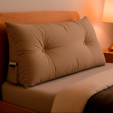 Imagem de Almofada de Cabeceira Encosto Apoio para Lombar com Bolso Lateral 90x50x20 - BF Colchões