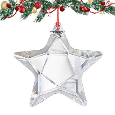 Imagem de H&D HYALINE & DORA Enfeites de Natal de cristal edição anual 2025, enfeites de estrela de 6 cm para decoração de árvore de Natal, enfeite de vidro transparente, presentes de festa de inverno de Natal